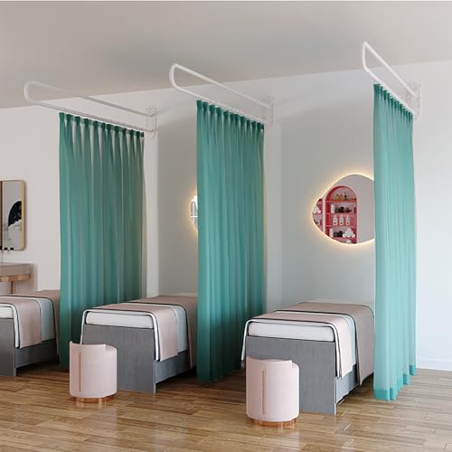 U-förmige Raumteiler-Vorhänge – Wandmontierte Sichtschutz-Trennwände für Schlafzimmer, Salons und Ankleideräume | DIY Metallstütze Medizinischer Vorhang für Zuhause & Büro