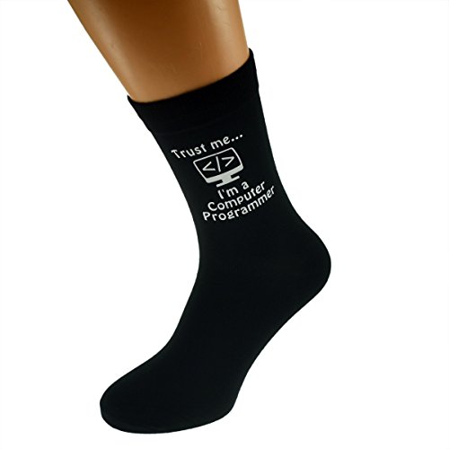 Trust me I'm a Computer Programmer & Computer Image Design Mens Black Cotton Rich Socks