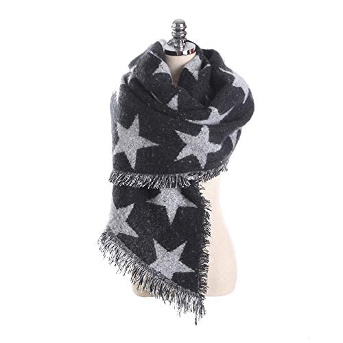 GenericWorldCare® LERFEY Cashmere Scarf Women Star Print Thick Blanket Poncho Cape Feminine Winter Warm Long Scarves Shawls Pashmina Soft Wrap black Size 195x70cm53679 | Pack of 1