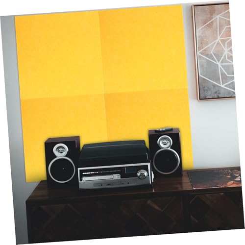 Panel acústico de fieltro autoadhesivo 5 piezas para salas de música y paredes KTV, color amarillo, 30x30x0.9 cm miniatura 4