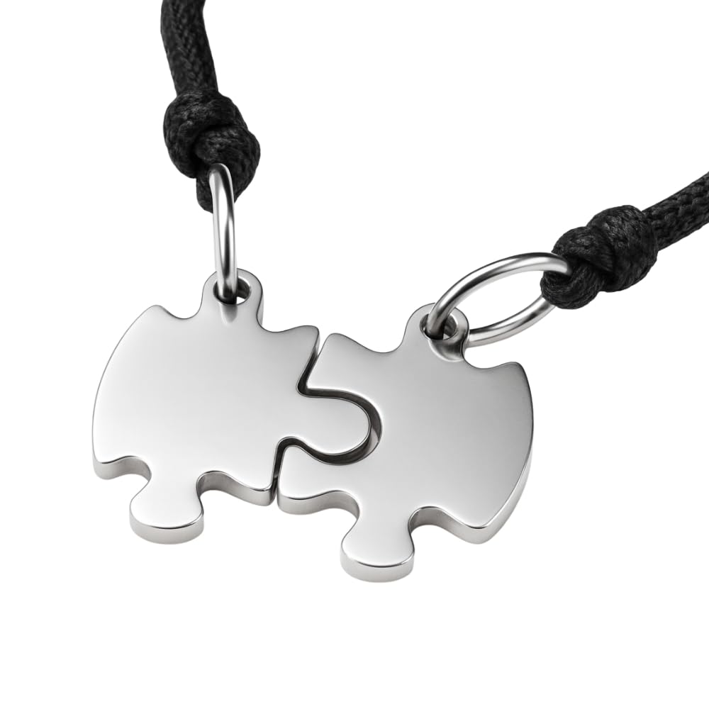 Collana Puzzle Coppie Fidanzati Amiche in Acciaio Inox | Personalizzata con Incisione | Set Due Metà | Gioiello Simbolico Amicizia e Amore | Idea Regalo cll0788
