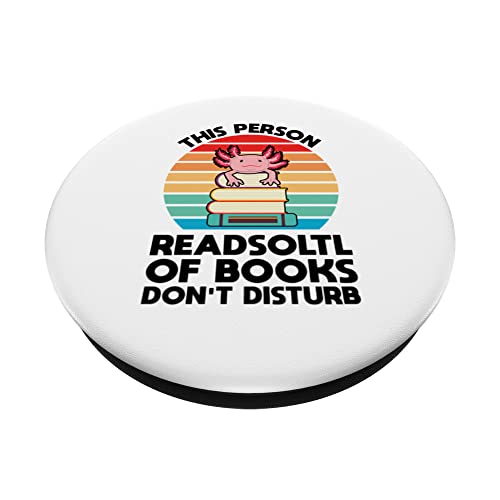 this person readsoltl of books don't disturb axolotl books PopSockets Swappable PopGrip, Black - Image 2