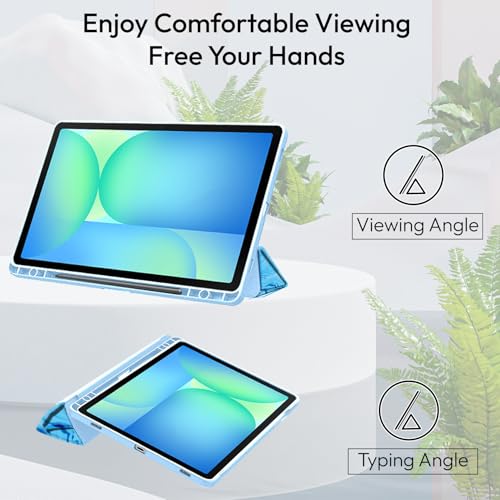 Image of Robustrion Cover Case for Samsung Galaxy Tab S10 FE Plus 13.1 inch Cover with [Pencil Holder] Hybrid Cover for Samsung Tab S10 FE Plus 13.1 inch Tablet [Auto Sleep Wake Support] - Ocean Blue