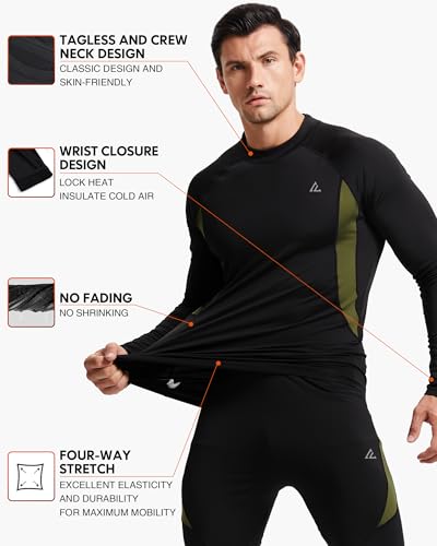 Cl Convallaria C1104Y-7 Long Johns For Men, Thermal Underwear Set Winter Hunting Gear Sport Base Layer Top And Bottom Midweight Black Xl thumb #1