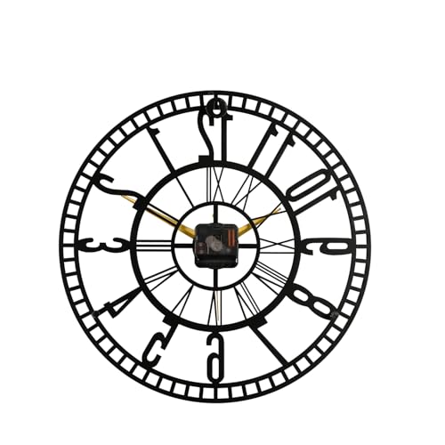 Image of Wakefit Metal Analog Wall Clock Medium | 16 Inch | Laser Cut Abstract Home Decor & Gifting Option | for Living Room Study Bedroom & Office Decor | Verniq Metal Wall Clock 400 MM Black