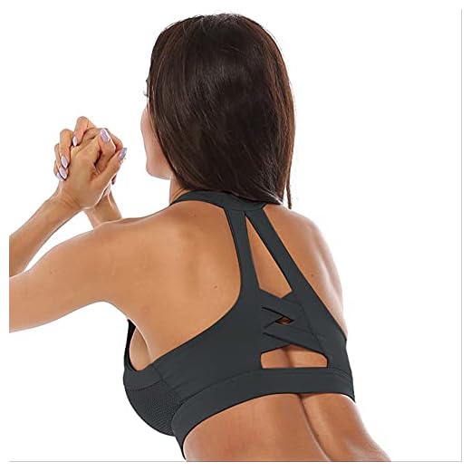 AMAZZY Dam sömlös sporttopp med kupor Axelband Uniform Vit pitted Criss Cross BH Kvinna Xl öppen rygg Aktiv BH utan ben M Grå