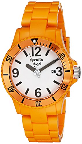 Vetro minerale di forma tonda Invicta 1210 Orologio da Polso, Display Analogico, Donna, Bracciale Plastica, Arancio