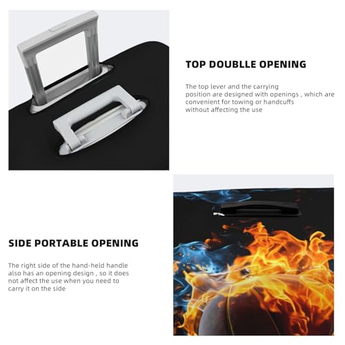 Fire and Water Basketball Travel Luggage Cover Elastic Suitcase Covers Washable Anti Scratch Luggage Dust Covers Protector, Fits 22-24 inch Luggage, M4