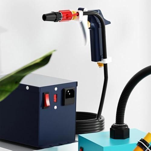 Pistola ad aria ionizzante per il controllo dellelettricità statica con generatore ad alta tensione e silenziatore. Efficace per la rimozione dellelettricità statica nei dispositivi elettronici.
