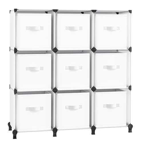 SONGMICS Scaffale Componibile a Cubi con Scatole Portaoggetti di Tessuto, Armadio Modulare a 9...
