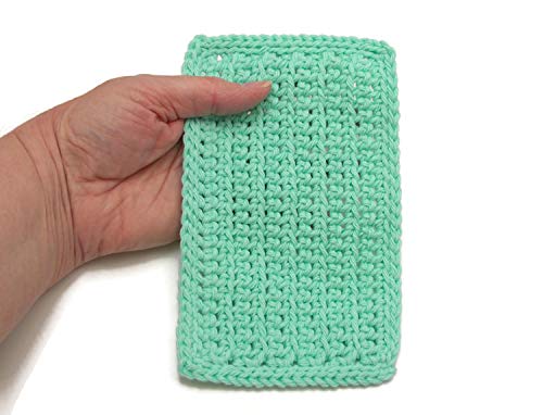 Ocean 4 Inch X 7 Inch Rectangular Crochet Cotton Dishcloths, Set Of 4 Blue, Periwinkle, Mint, Aqua #TOP3