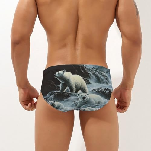 White Bears in The Wilder Mens Swim Briefs Bikini Sexy Low Rise Trunks Swimsuit Bathing Suit Beach2