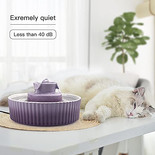 Image of Cat Water Fountain: Cepheus Pet Drinking Fountain-2.1L /71oz Cat Fountain-Automatic Water Fountain for Cats and Dogs with with Ultra-Quiet Pump(Purple)