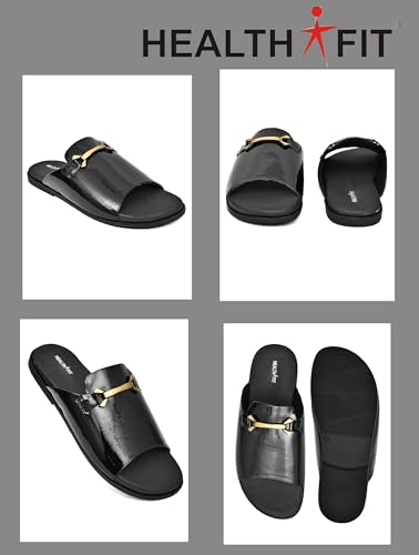 Image of HEALTH FIT Extra Soft Comfortable Traditional Ethnic Chappal /Slippers Wedding & Festive Sliders for Gents /Boys Lightweight flexible TPR sole & Easy-to-wear slip-on design cushioned for Men HF7017