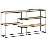Natulvd Farmhouse Bookshelf with Metal Frame, 4-Tier Industrial Sideboard Buffet Side Table, Entrywa