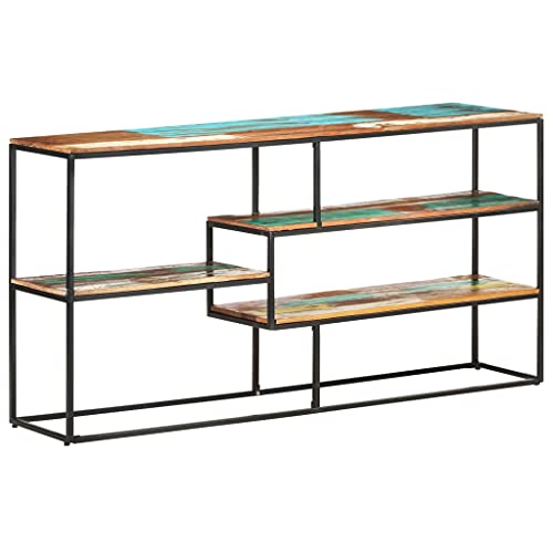Natulvd Farmhouse Bookshelf With Metal Frame, 4-Tier Industrial Sideboard Buffet Side Table, Entryway Table Coffee Bar Cabinet For Living Room Bedroom Kitchen - Multicolour #TOP6