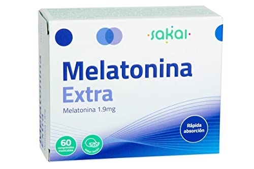 SAKAI MELATONINA EXTRA 1,9 mg | Melatonina PURA para conciliar el SUEÑO y adaptarse a CAMBIOS DE HORARIO | Comprimidos Masticables | Vegana, SIN Azúcar, SIN Gluten, SIN Lactosa