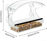 Window Bird Feeder, Window Bird Feeder for Outside, Clear Window Bird Feeder, Acrylic Window Bird Feeder, with 4 Extra Strong Suction Cups, with Drain Holes, for Viewing Wild Birds Outside
