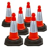 Street Solutions 6 Pack Traffic Safety Cones 18'' inches with Reflective Collars, Unbreakable PVC Or