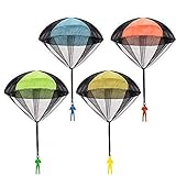 Moda Mano lanzar Paracaídas Juguetes en 4 diferentes colores de mezcla. El diámetro del paracaídas es de 17.2 "cuando se abre, la longitud del hombre del ejército de paracaídas es de 3.94".