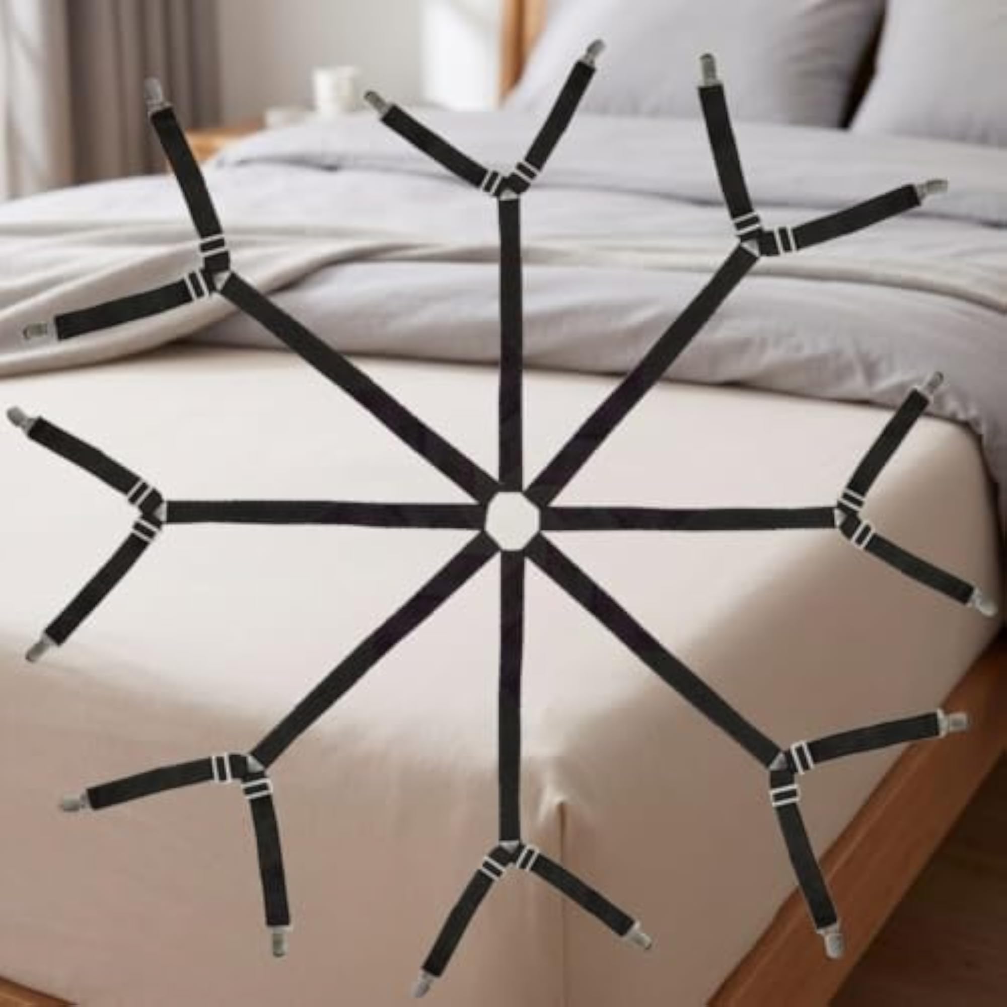Adjustable Bed Sheet Straps with Clips Elastic Sheet
