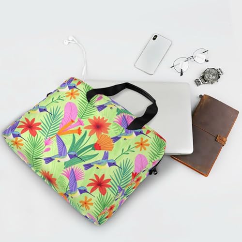 Funda para computadora de 15.6 con asa y diseño floral de colibrí 7