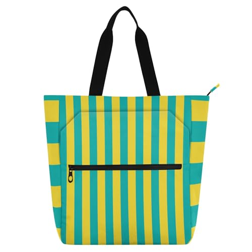 Sac fourre-tout pour enfants bleu et jaune avec poches intérieures pour livre