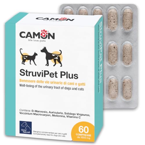 CAMON | StruviPet Plus, diätetisches Ergänzungsfuttermittel für Hunde und Katzen für das Wohlbefinden der Harnwege, 60 Tabletten à 1 g