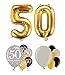 Produktbild Feste Feiern Geburtstagsdeko 50. Geburtstag I 14 Teile Zahlenballon Luftballon Folie Zahl 50 Gold Schwarz Silber metallic Deko-Set Happy Birthday