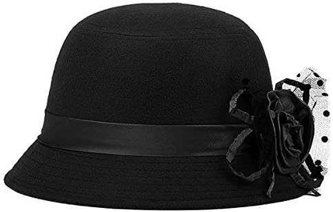 Glamorstar Vintage Felt Cloche Hat Winter Floral Fedora Bucket Ha...
