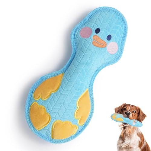 Nocciola Duck Squeaky Dog Toy, New 2025 Indestructible Dog Toy for Aggressive Chewers, Stuffed Toy with Two Tough Layers, Soft Minky Plush for Comfort and Chewing, Blue