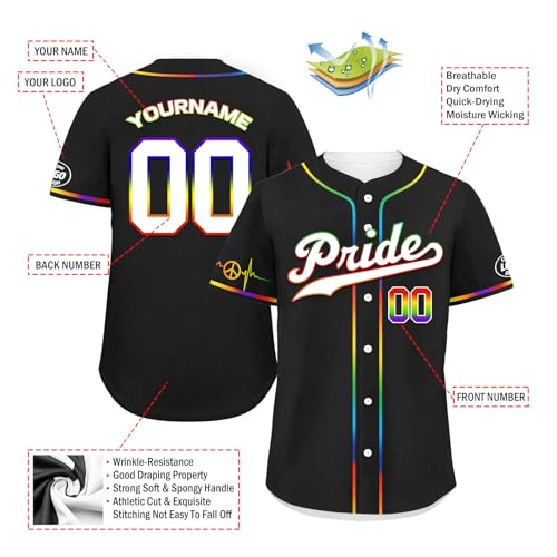 Camiseta personalizada de béisbol Pride con arcoíris LGBTQ+ para jóvenes y adultos miniatura 7