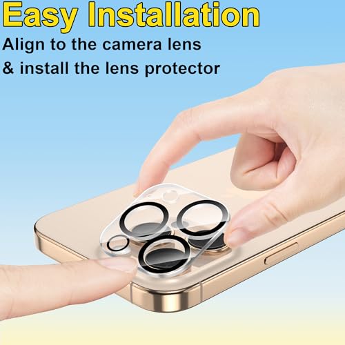 Image of 4youquality Camera Lens Protector for iPhone 16 Pro and iPhone 16 Pro Max, 9H Tempered Glass, Anti-Scratch, Case-Friendly, 3-Pack