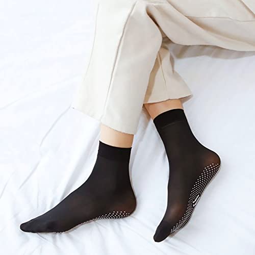 Glamorstar Ankle Short Socks for Women 6 Pairs Silky Anti-Slip Cotton Sole Sheer Socks3