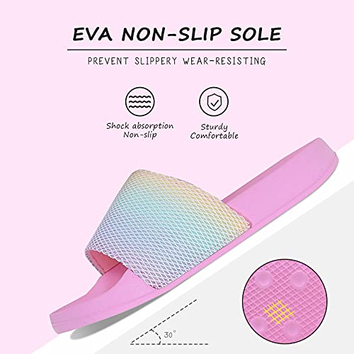 Kinder Badelatschen Sommer Hausschuhe Badeschlappen Jungen Mädchen rutschfeste Dusch Strand Sandalen(Regenbogen 36/37EU)