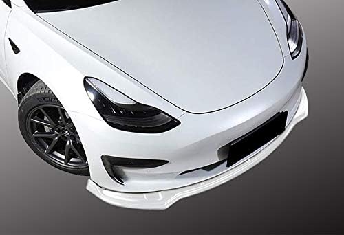 EPARTS 3 Pieces Style White Front Bumper Lip Spoiler Splitter Side Body Kit Trim Protection Compatible with 2017-2023 Tesla Model 3