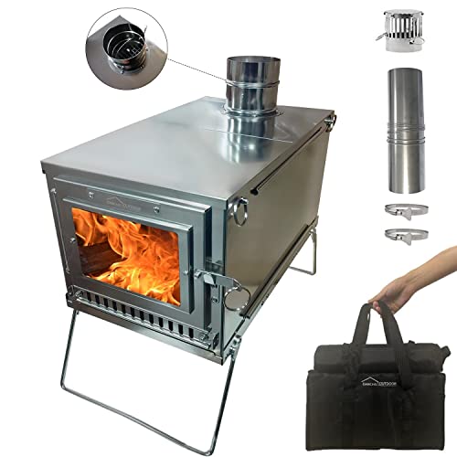 Amazon.com: DANCHEL OUTDOOR IS7 Small Hot Tent Stove with 7.2ft Pipe,  Portable 304 Stainless Steel Tent Stove Wood Burning Folding Legs for  Winter Camping(2.76'' Dia.) : Sports u0026 Outdoors