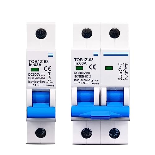 Disjoncteur DC 1P 2P MCB 500V pour la protection des circuits de 3A à 63A