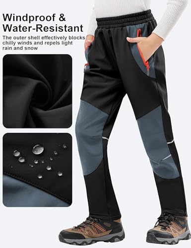 Kids Snow Pants Boys Waterproof Insulated Hiking Pants Youth Winter Warm Fleece Lined Ski Snowpants2