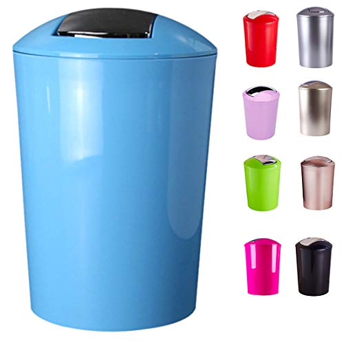 Yavso Mülleimer mit Schwingdeckel, 10L Schwingdeckeleimer Kunststoff Papierkorb mit Deckel Mülleimer Büro/Badezimmer/Küche, 32 x 23 x 23 cm Cover