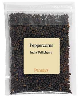 Whole Tellicherry Indian Black Peppercorns By Penzeys Spices 3.3 oz 3/4 cup bag (Pack of 1)