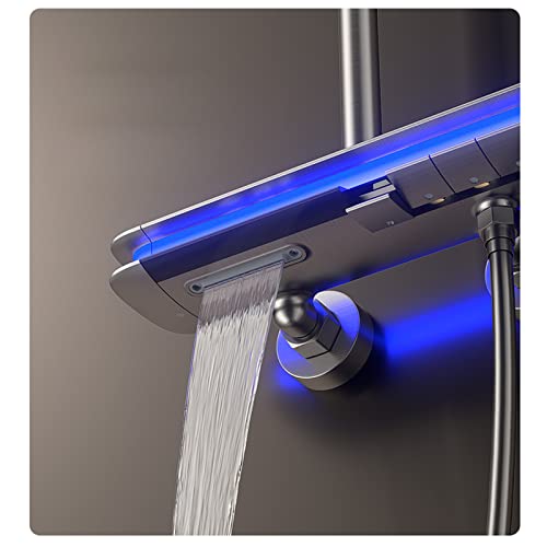 Système de douche thermostatique gris canon avec affichage de température