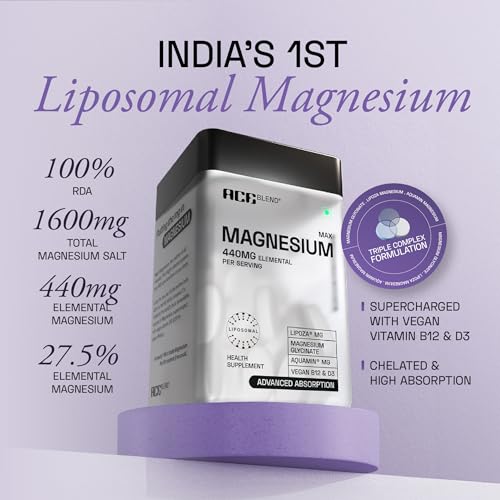 Image of Ace Blend Max Magnesium Glycinate (60 tablets) | 1600mg Triple Complex | 440mg Elemental Magnesium | Calcium, Vegan Vitamin B12 & D3 | Promotes Deep Sleep, Muscle Recovery & Heart Health