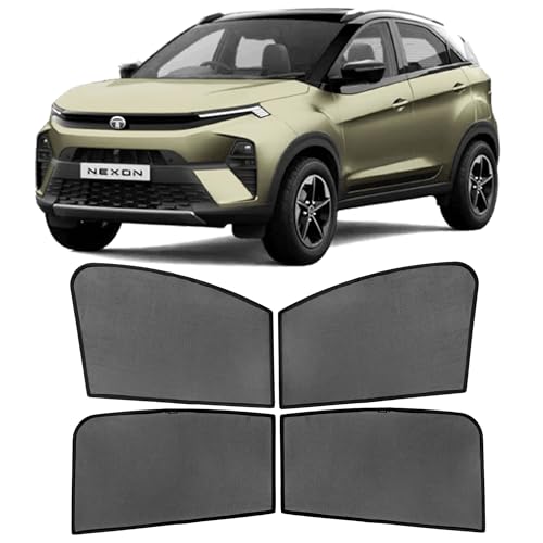 Image of AutoStory Custom Fit Black Mesh Car Sunshade for Tata Nexon | UV & Heat Protection Car Window Curtains | Privacy Car Sun Shade | Breathable Vehicle Specific Side Window Shades