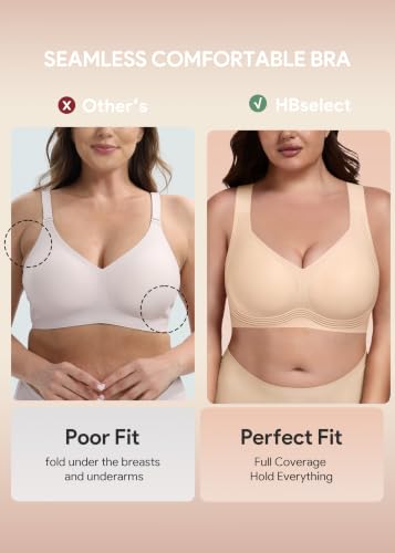 Image of HBselect Jelly Bras for Women No Underwire Plus Size Wireless Seamless Bras | push up,full coverage,for large breast,minimizer bra,separation & support,tshirt bras,soft comfy seamless wireless bralette