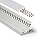 Produktbild 2m Aluprofil CORNER (CO) Ecke 2 Meter Aluminium Profil-Leiste eloxiert für LED Streifen - Set inkl Abdeckung-Schiene milchig-weiß opal mit Montage-Klammern und Endkappen (2 Meter milchig click)