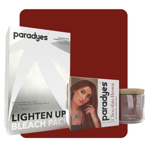 Image of Paradyes Semi-permanent Chocolate Brown DIY Conditioner Based Hair Colour 120 gm and Lighten Up! Bleach Pack 30 Vol. for all Hair Types