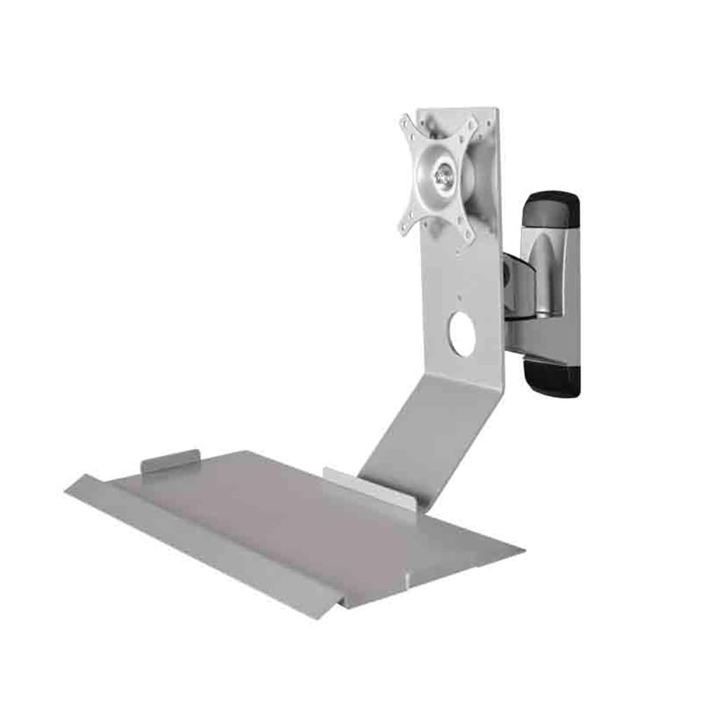 Postazioni di lavoro Supporto for monitor con testa girevole e vassoio semplice, pieghevole a 90°, argento Piattaforme di gioco