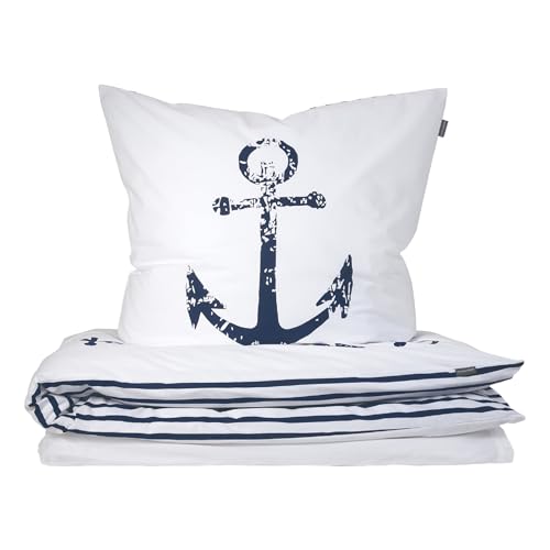 Schiesser Bettwäscheset Marina | 2-teilig | Maritim | Renforcé | 100% Baumwolle | Oeko-Tex Zertifiziert | Reißverschluss | 135x200cm + 80x80cm |...