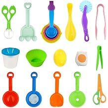 Hiawbon 20 PCS Sensory Bin Tools, Sensory Sand Tools Set, Sensory Bin Filler, Fine Motor Toys Handy Scooper Set, Sensory Bin Accessories Tool, Bin Scoops Plastic Tweezers Tongs Cups for 2+ Years Old